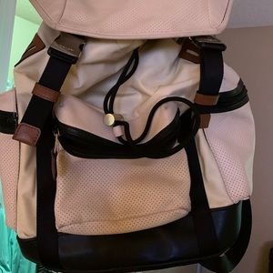 White leather coach backpack